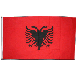 Albanien flag i stof (90x150 cm) - Stofflag 90x150 cm