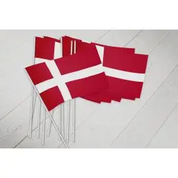 Danmark vifteflag i papir (20x27 cm) - Papirflag