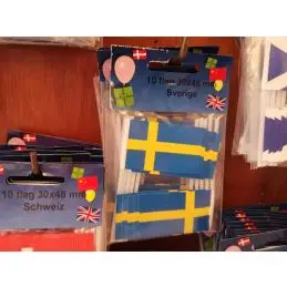 Sverige kageflag i papir (30x48 mm) - 