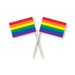 Regnbue kageflag i papir (25x40 mm) - Regnbue / Pride flag