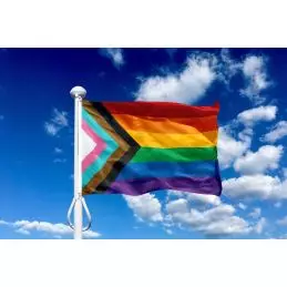 Progressivt regnbue flag 150 cm til 5-6 m. flagstang - Regnbue / Pride flag